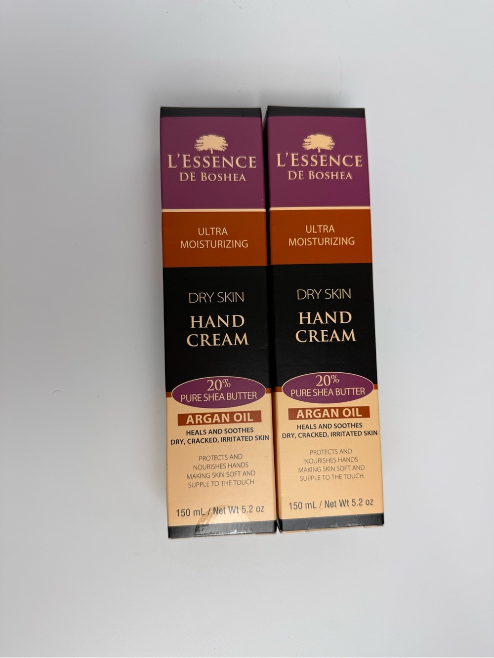 2x L’Essence de Boshea Dry Skin Hand Cream Argan Oil 5.2oz Each NEW IN BOX